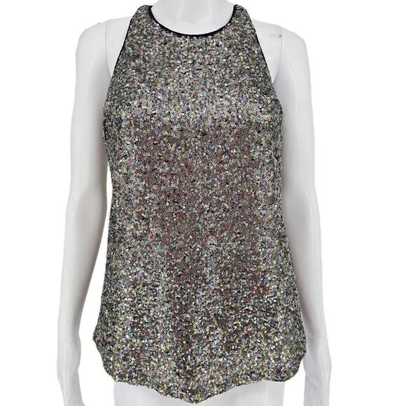 Milly Sequin Glam Tank Silver 2 - Picture 1 of 7